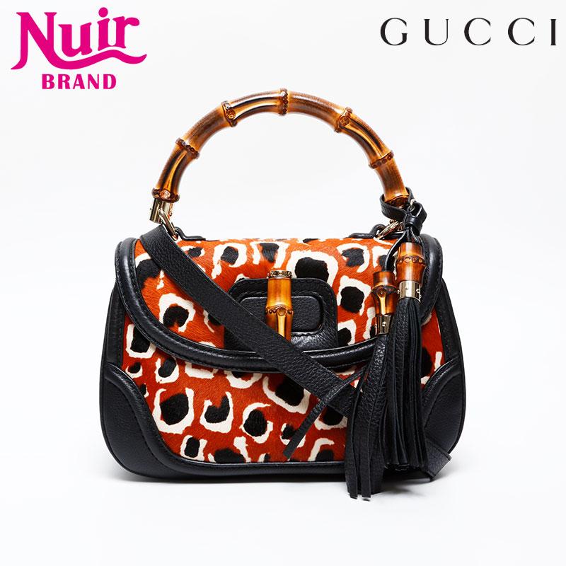 GUCCI（グッチ） ハンドバッグ バンブー ハラコ 2way ブラック【中古
