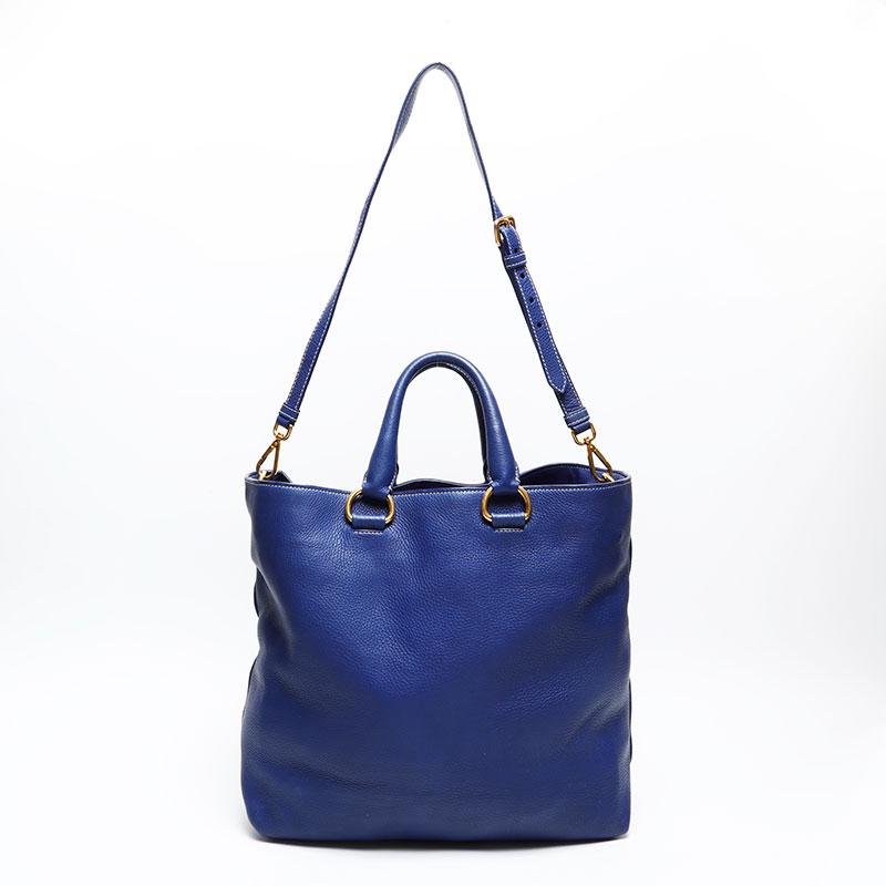 【売り切り価格】【ヴィンテージ】PRADA プラダ　トートバッグ　ブルー PRADA（プラダ） トートバッグ レザー 2way ブルー【中古】 : NUIR