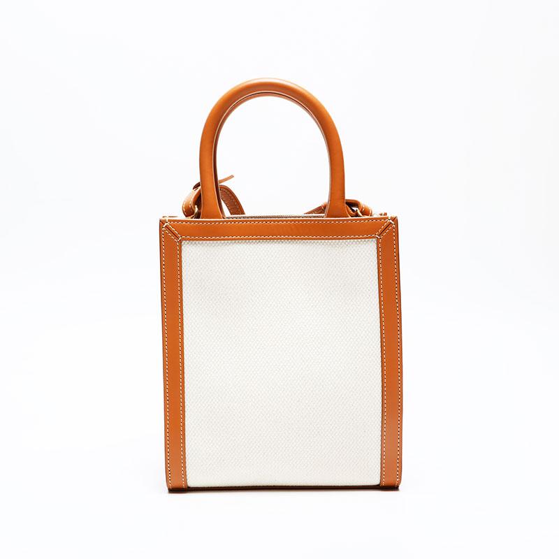 セリーヌ CELINE ハンドバッグ ミニ バーティカルカバ 2way トート キャンバス アイボリー【中古】