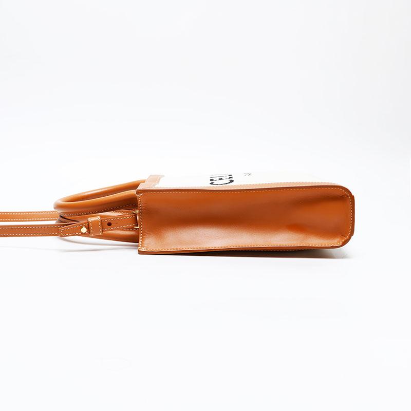 セリーヌ CELINE ハンドバッグ ミニ バーティカルカバ 2way トート キャンバス アイボリー【中古】