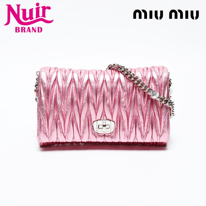 ミュウ Miu ショルダーバッグ マテラッセ クリスタル メタリック 