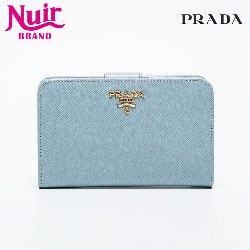 PRADA プラダ 二つ折り財布 サフィアーノ レザー ブルー : NUIR