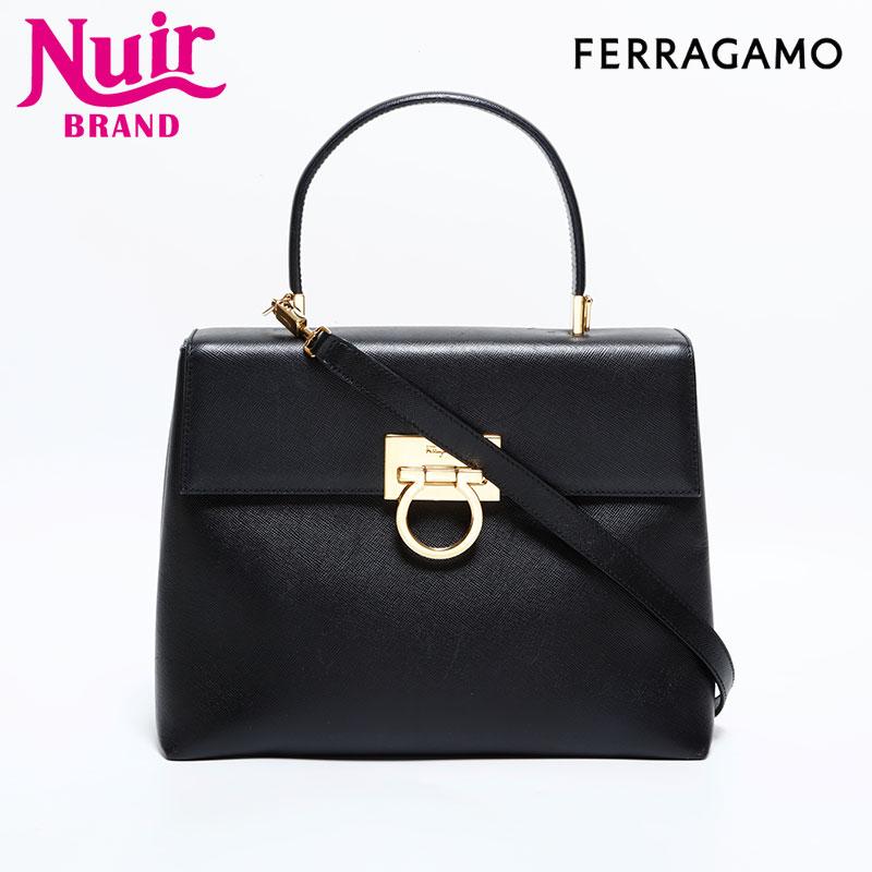 Salvatore Ferragamo ガンチー二　バレッタ　ブラック サルヴァトーレフェラガモ Salvatore Ferragamo ハンドバッグ レザー