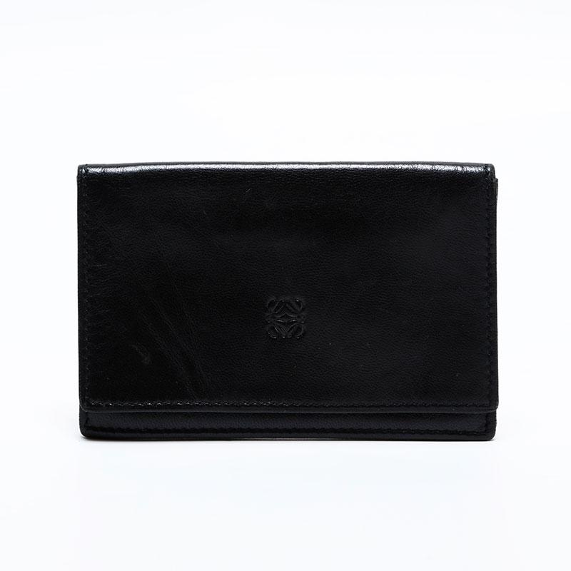 LOEWE 黒 レザー 名刺入れ LOEWE ロエベ カードケース ラムスキン レザー アナグラム 名刺