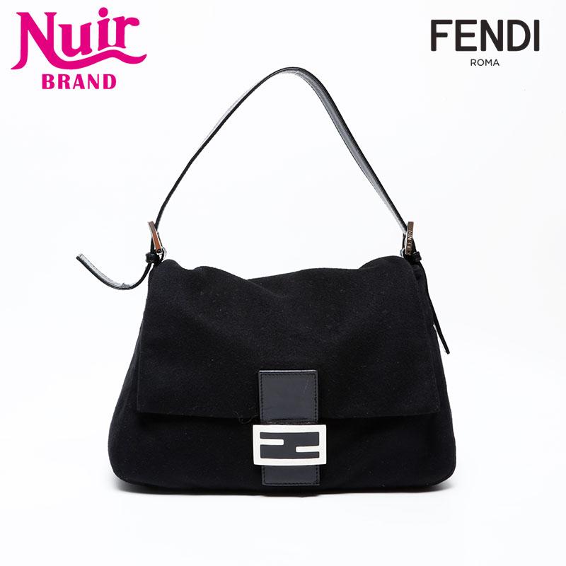 美品　FENDI フェンディ マンマバケット ハンドバッグ ブラック ジャージー FENDI（フェンディ） ショルダーバッグ ウール マンマバケット