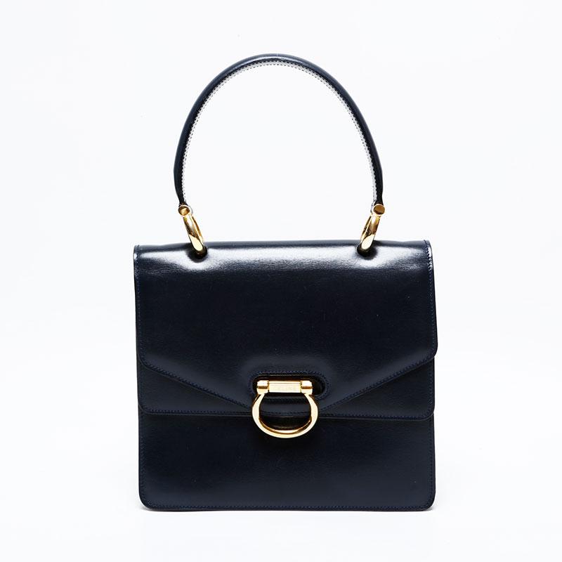 CELINE セリーヌ ハンドバッグ レザー ガンチーニ ダブルフラップ 