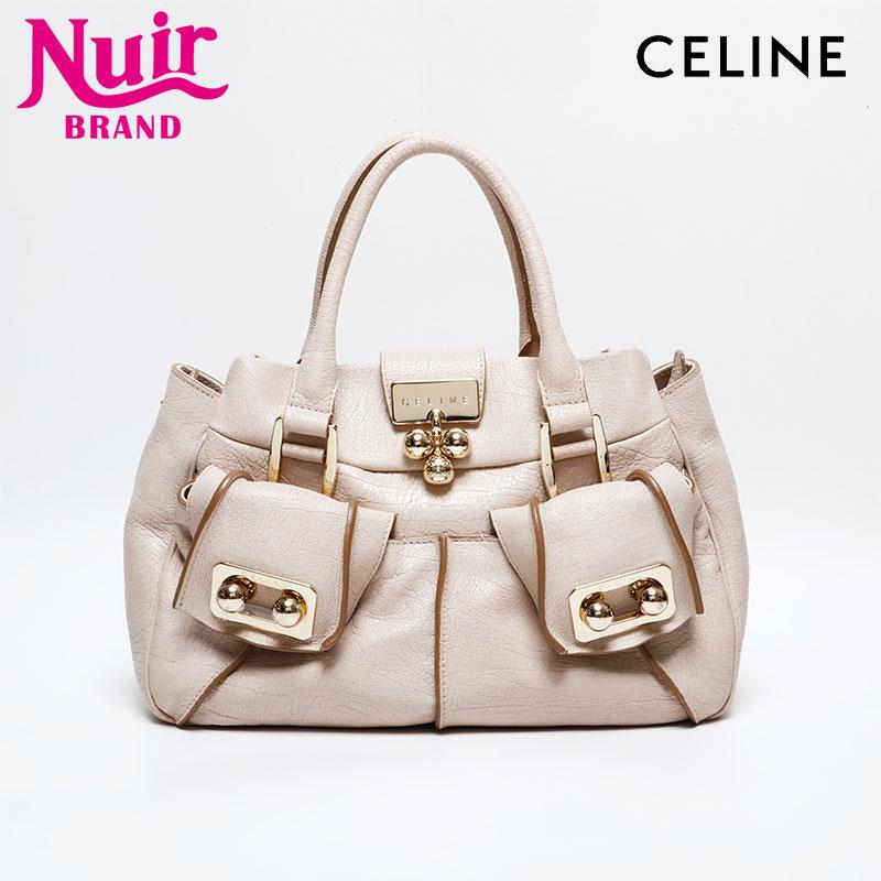 CELINE セリーヌ ハンドバッグ レザー ベージュ : NUIR BRAND ヤフー 
