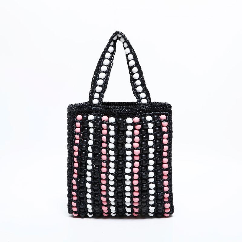 PRADA（プラダ） ハンドバッグ ラフィア ウッドビーズ ロゴ クロシェ