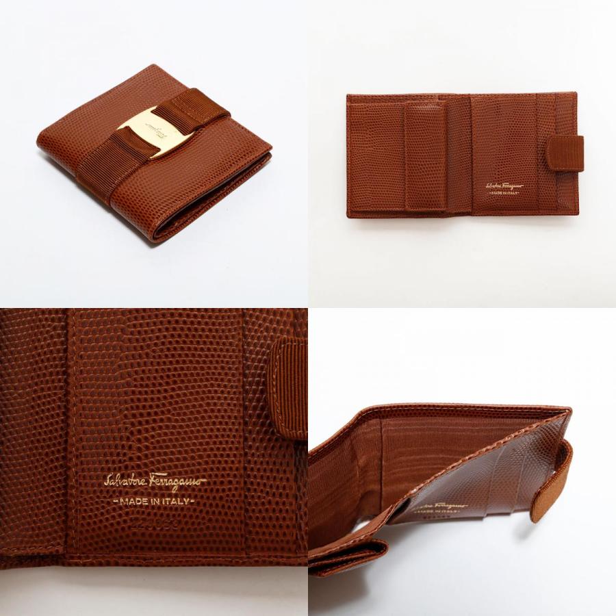 サルヴァトーレフェラガモ Salvatore Ferragamo 二つ折り財布 型押し  