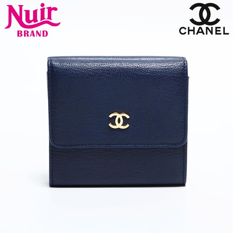 CHANEL シャネル 三つ折り財布 レザー ミニココマーク コンパクト 