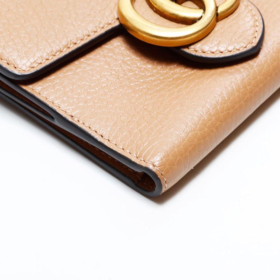 GUCCI（グッチ） 二つ折り財布 GG マーモント レザー ダブルG ブラウン