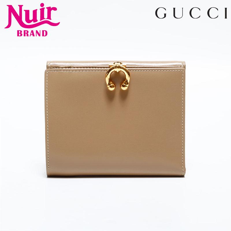 GUCCI グッチ 二つ折り財布 レザー ホースビット ベージュ