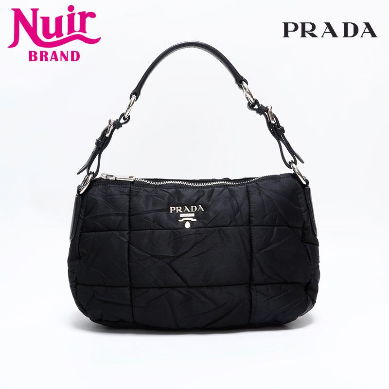PRADA ブラック キルティング ショルダーバッグ PRADA プラダ ショルダーバッグ ナイロン ホーボー キルティング