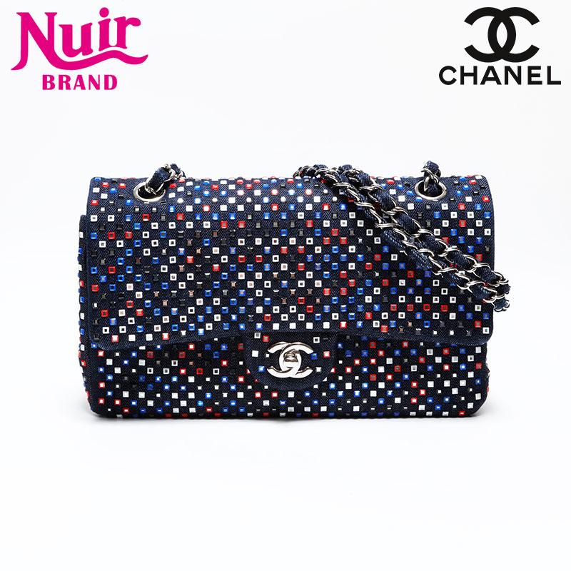 シャネル CHANEL 22番台 2016-2017 クリスタル フラップ デニム ショルダーバッグ【中古】 CHANEL（シャネル） ショルダーバッグ 22番台 2016-2017 クリスタル