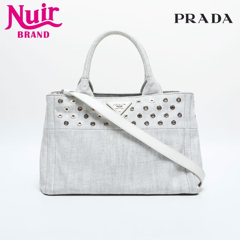プラダ デニム カナパ ミニ 2WAYハンドバッグ PRADA プラダ ハンドバッグ デニム カナパ ミニ 2way グレー