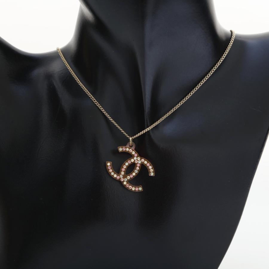 シャネル CHANEL ネックレス 94A 1994年 ココマーク ラインストーン ピンク【中古】の画像