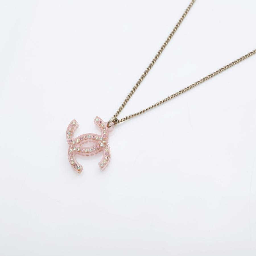 シャネル CHANEL ネックレス 94A 1994年 ココマーク ラインストーン ピンク【中古】の画像