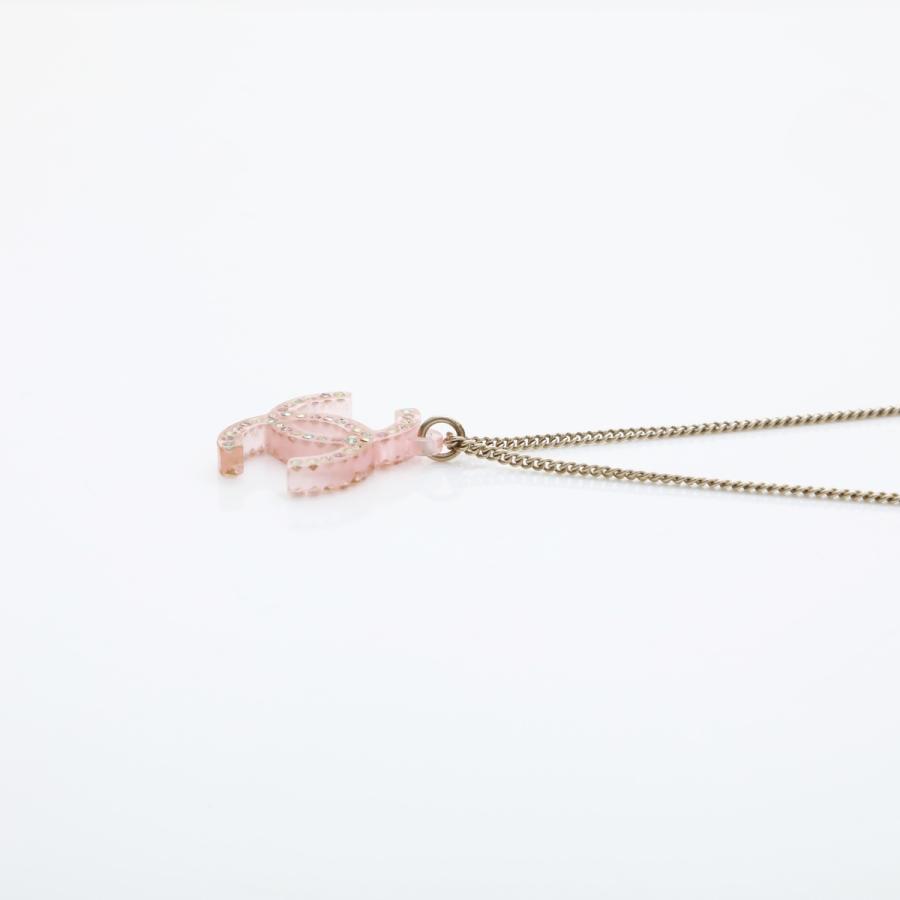 シャネル CHANEL ネックレス 94A 1994年 ココマーク ラインストーン ピンク【中古】の画像