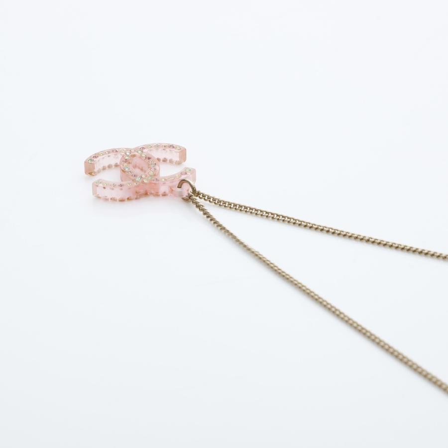 シャネル CHANEL ネックレス 94A 1994年 ココマーク ラインストーン ピンク【中古】の画像