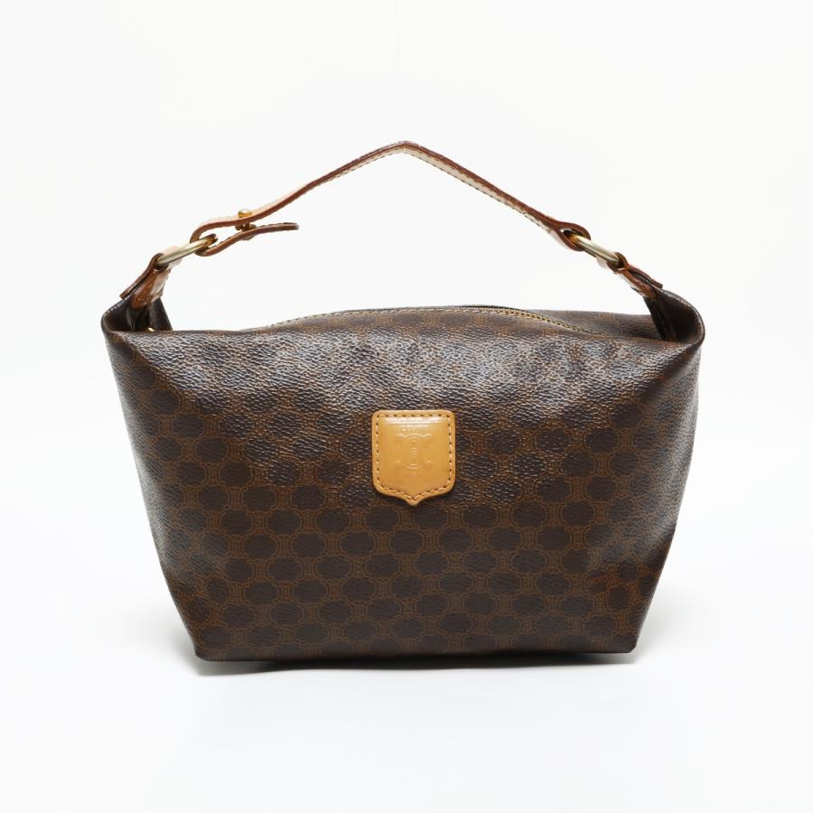 セリーヌ マカダム ハンドバッグ PVC ブラウン ポーチ付き CELINE セリーヌ ハンドバッグ マカダム PVC ポーチ ブラウン