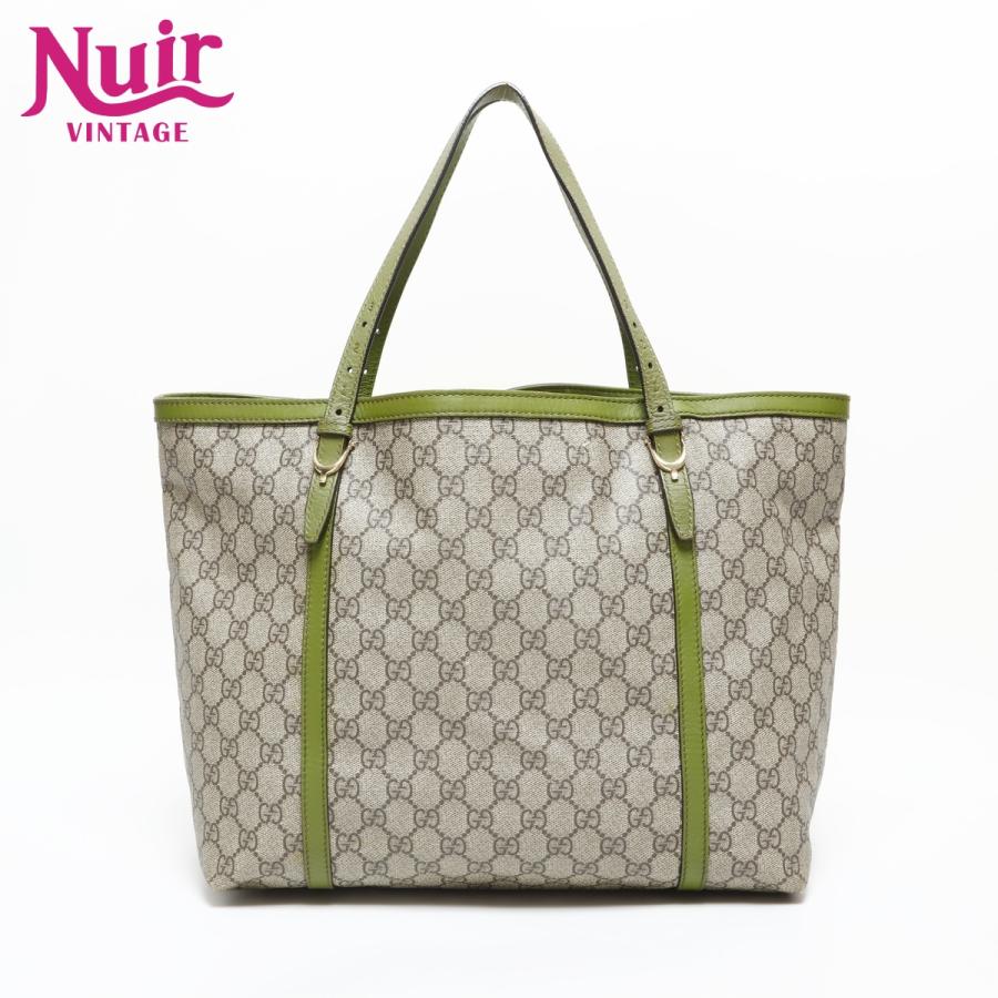 GUCCI トートバッグ　GGスプリーム GUCCI（グッチ） トートバッグ GGスプリーム グリーン レザー PVC