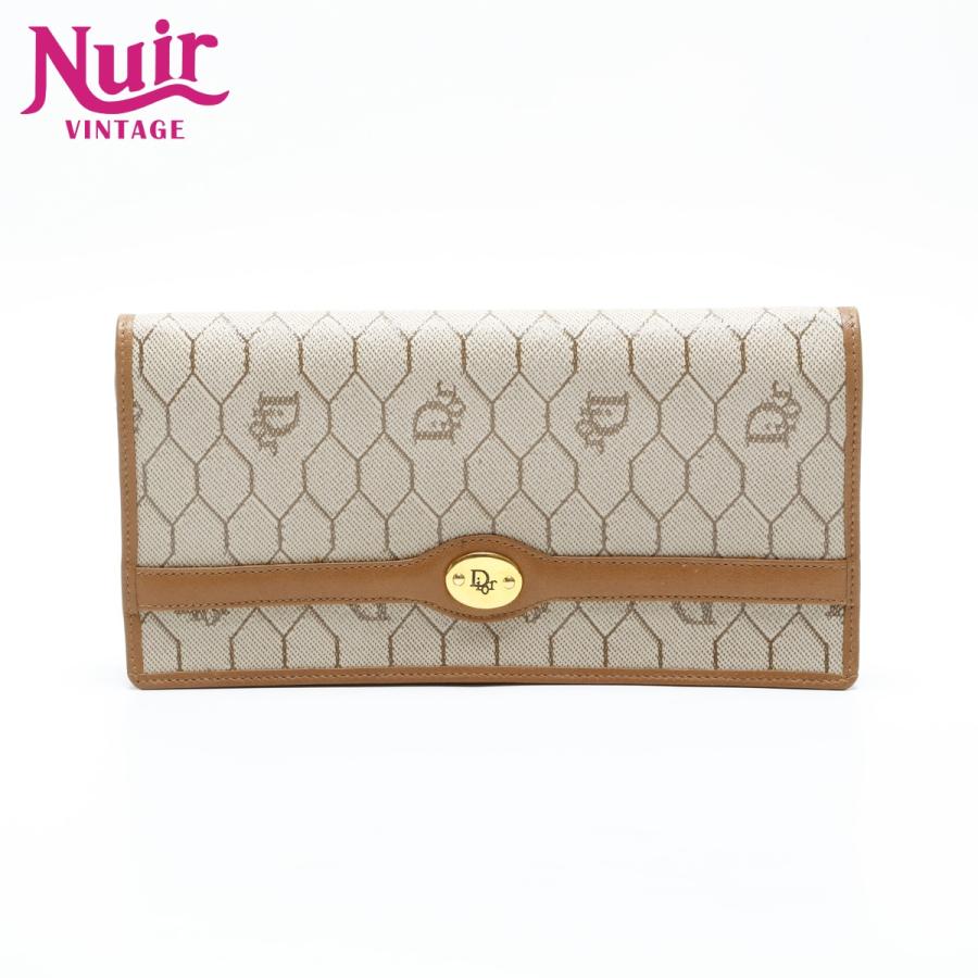 クリスチャンディオール Christian Dior 長財布 ハニカム PVC ベージュ