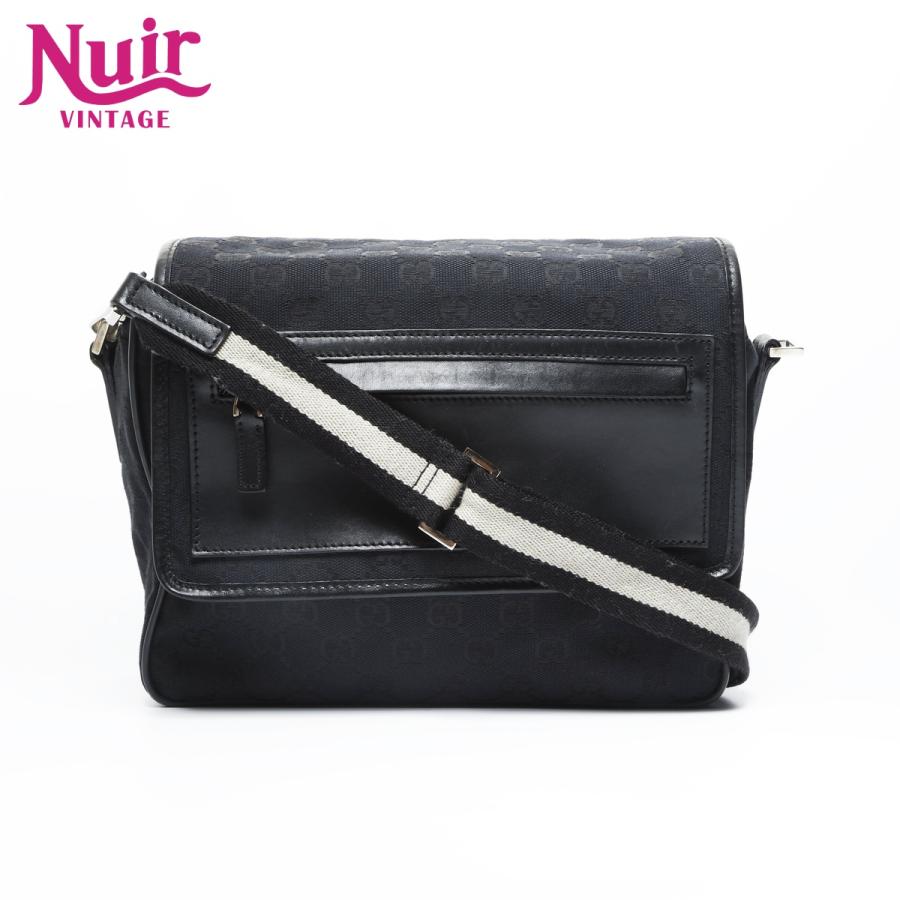 GUCCI グッチ　GGキャンバス　ショルダーバッグ　ブラック　黒 グッチ GUCCI GGキャンバス ショルダーバッグ 斜めがけバッグ 黒