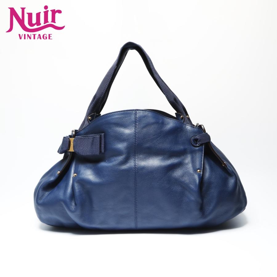 サルヴァトーレフェラガモネイビーハンドバッグ