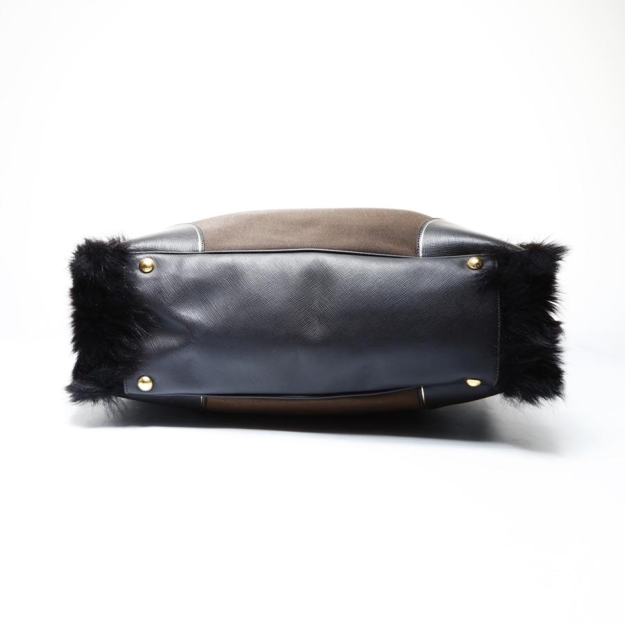 PRADA（プラダ） トートバッグ キャンバス ジャガード ロゴ ファー
