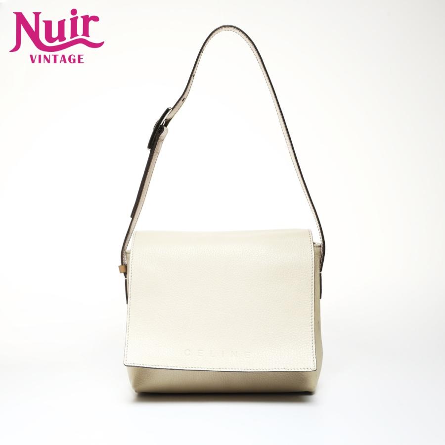 CELINE（セリーヌ） ショルダーバッグ オフホワイト レザー フラップ