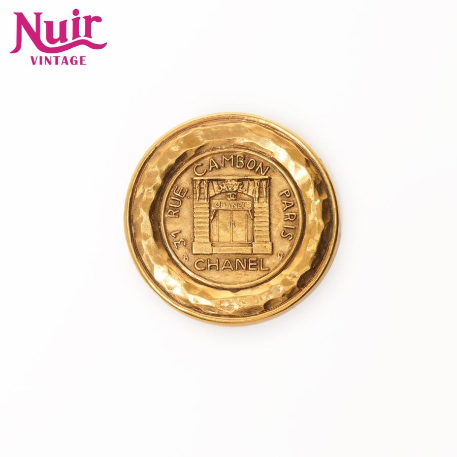 CHANEL シャネル ヴィンテージ ブローチ 1980年代 CHANEL（シャネル） ブローチ 1980 カンボン サークル ゴールド【中古