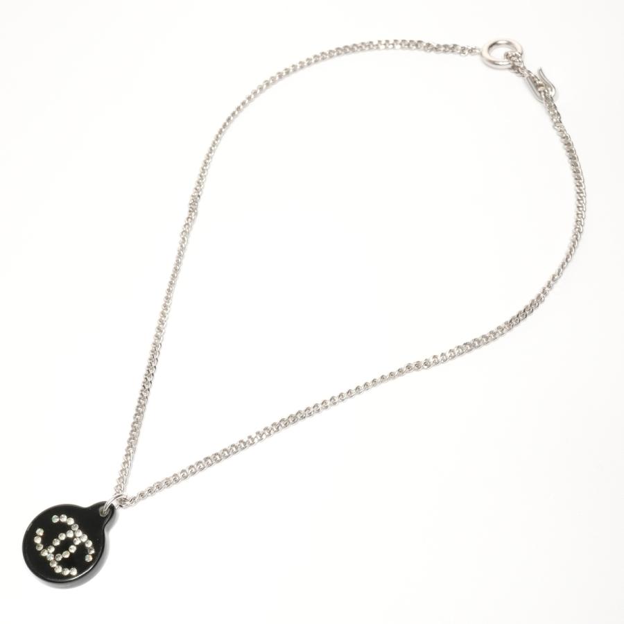 シャネル CHANEL ネックレス 03A 2003 ココマーク 黒 サークル ラインストーン シルバー【中古】の画像