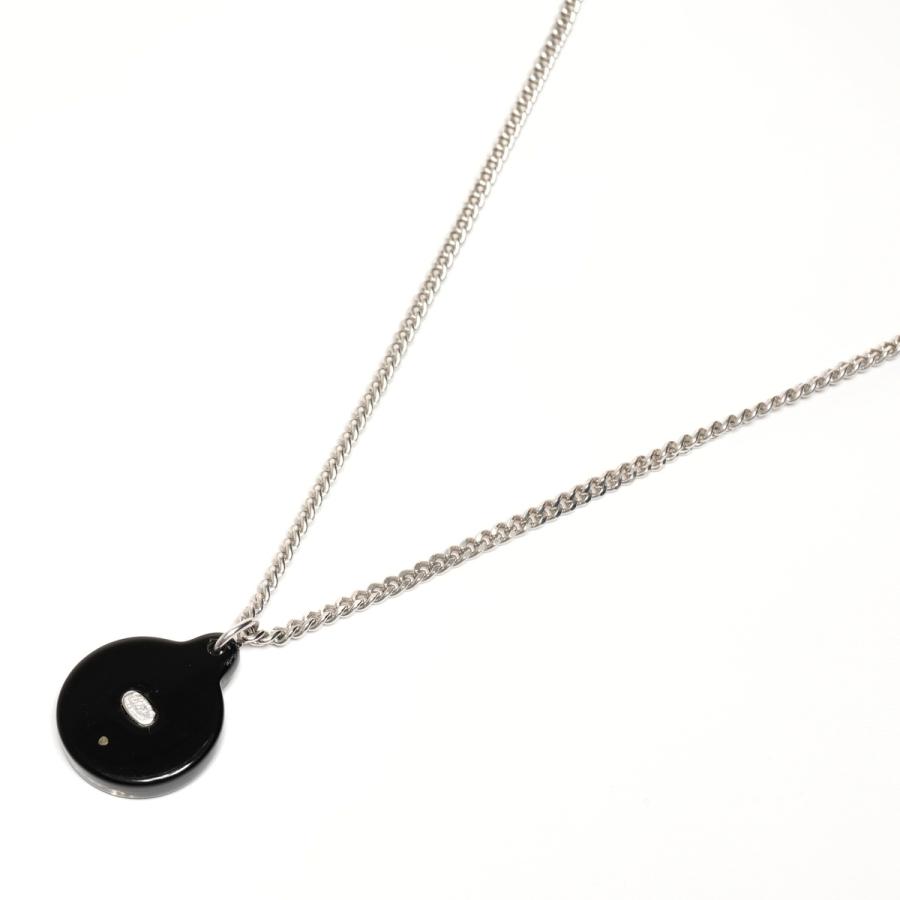 シャネル CHANEL ネックレス 03A 2003 ココマーク 黒 サークル ラインストーン シルバー【中古】の画像