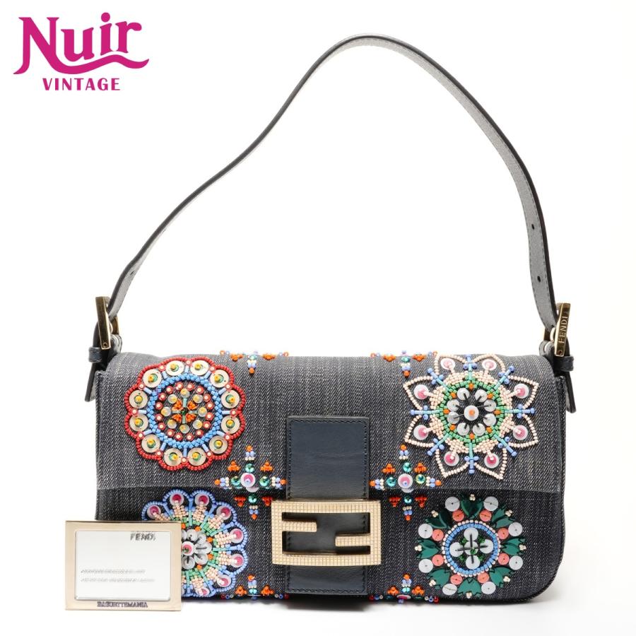 フェンディ FENDI マンマ バケット ビジュー デニム ビーズ ショルダーバッグ【中古】 FENDI（フェンディ） ショルダーバッグ マンマ バケット ビジュー