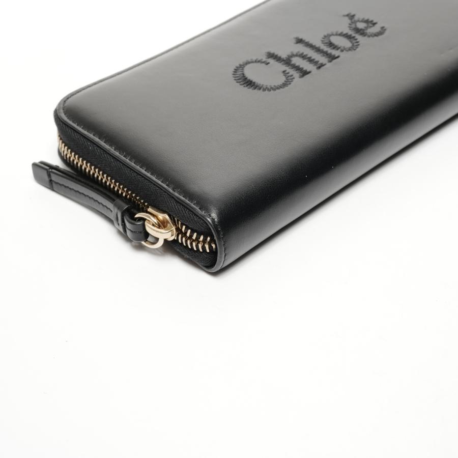 Chloe（クロエ） 長財布 レザー ラウンドジップ ロゴ ブラック【中古
