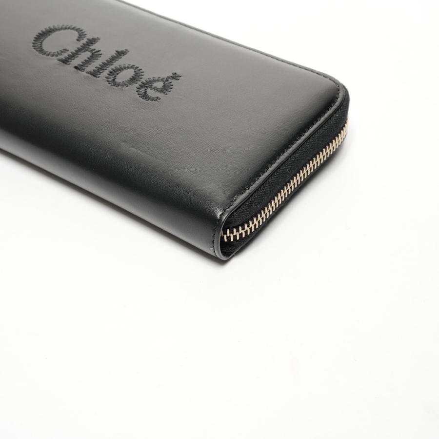 クロエ Chloe レザー ラウンドジップ ロゴ 長財布【中古】 Chloe（クロエ） 長財布 レザー ラウンドジップ ロゴ ブラック【中古