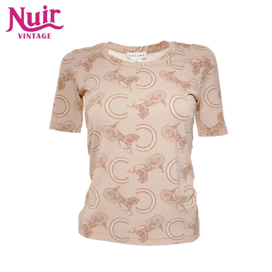 CELINE（セリーヌ） 半袖Tシャツ Cマカダム 馬車 総柄 コットン S
