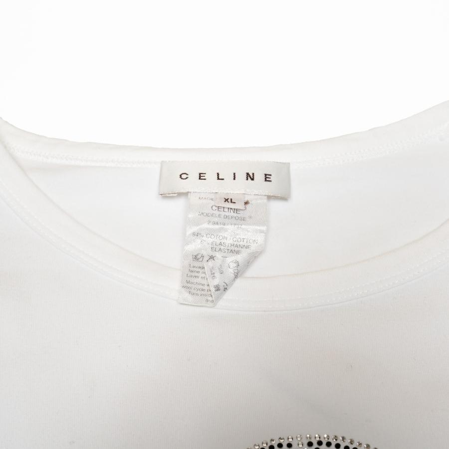 CELINE（セリーヌ） 半袖Tシャツ ラインストーン ロゴ コットン L