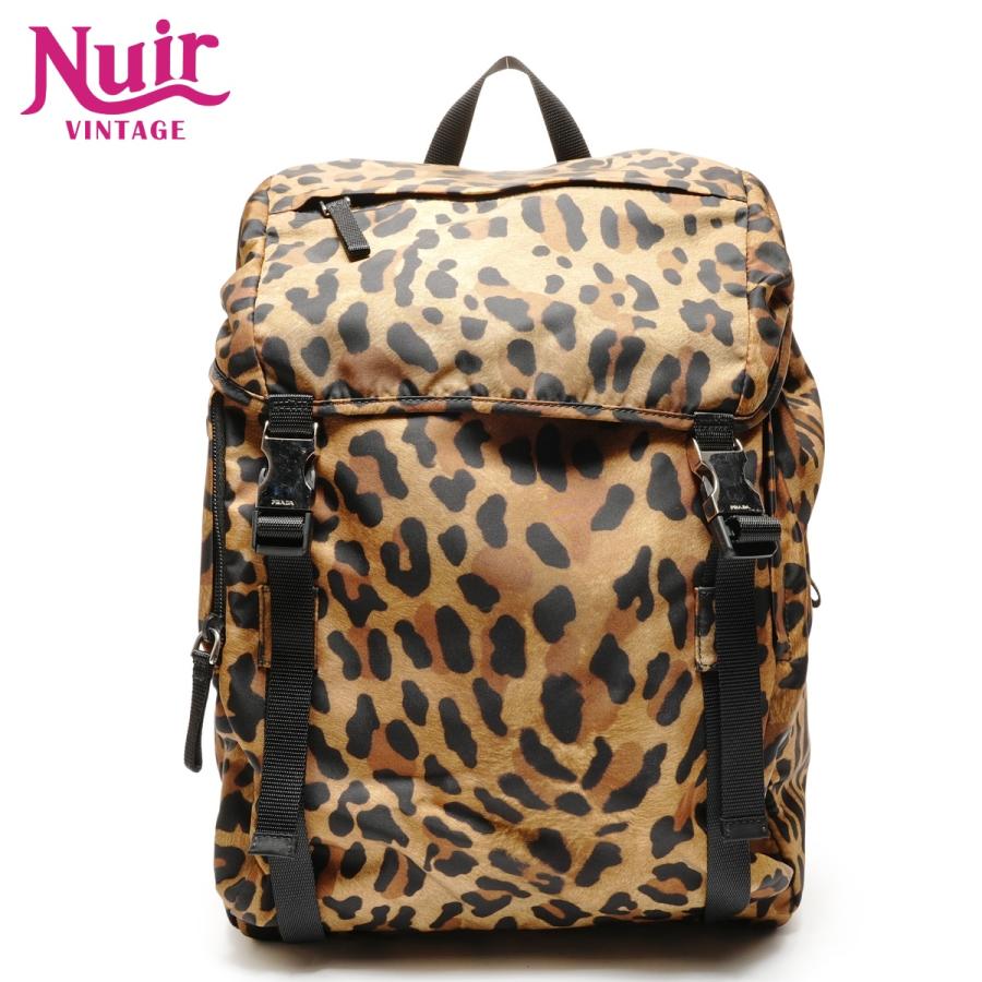 PRADA（プラダ） リュック・デイパック ナイロン ヒョウ柄 ブラウン