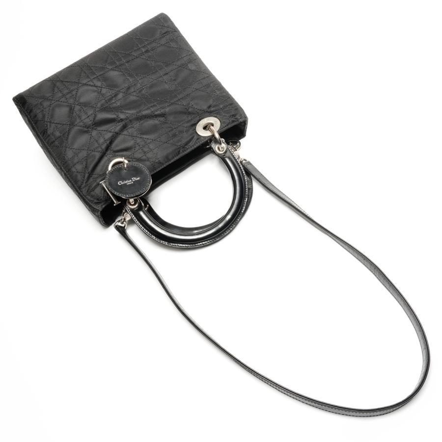 クリスチャンディオール Christian Dior ハンドバッグ レディ ディオール カナージュ ナイロン ミディアム 2way ブラック【中古】_7