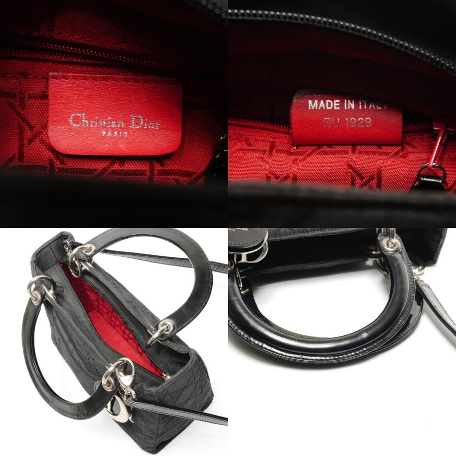 クリスチャンディオール Christian Dior ハンドバッグ レディ ディオール カナージュ ナイロン ミディアム 2way ブラック【中古】_8