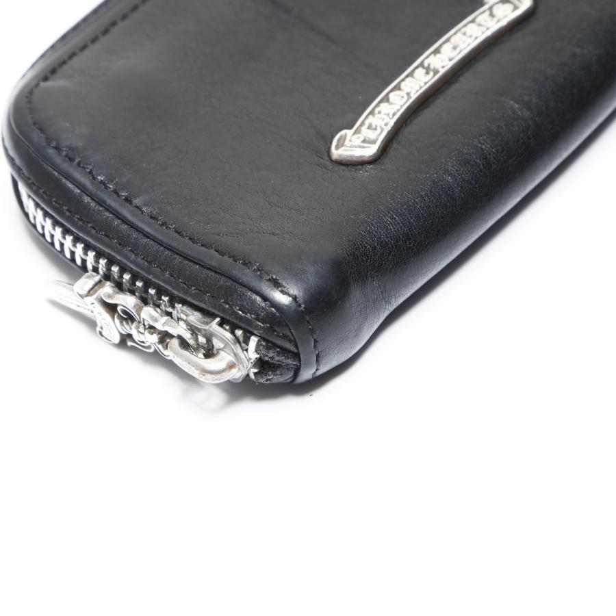 クロムハーツ CHROME HEARTS コインケース レザー スクロールロゴ ダガー ラウンドジップ コインケース ブラック【中古】の画像