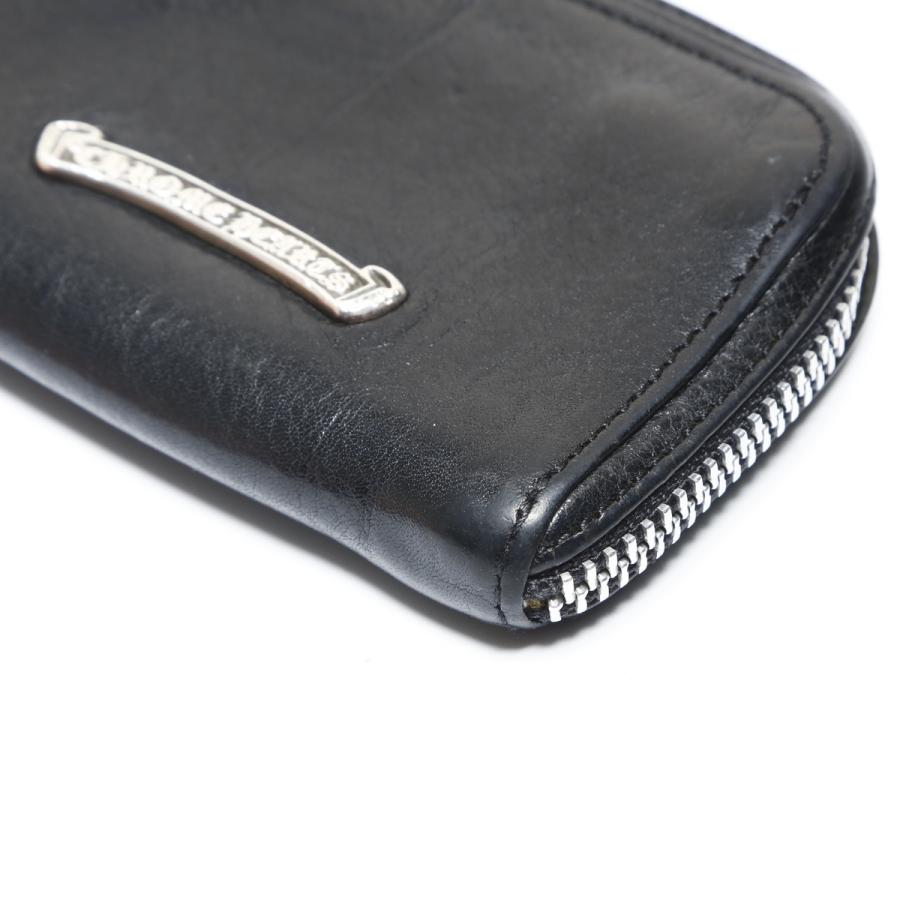 クロムハーツ CHROME HEARTS コインケース レザー スクロールロゴ ダガー ラウンドジップ コインケース ブラック【中古】の画像