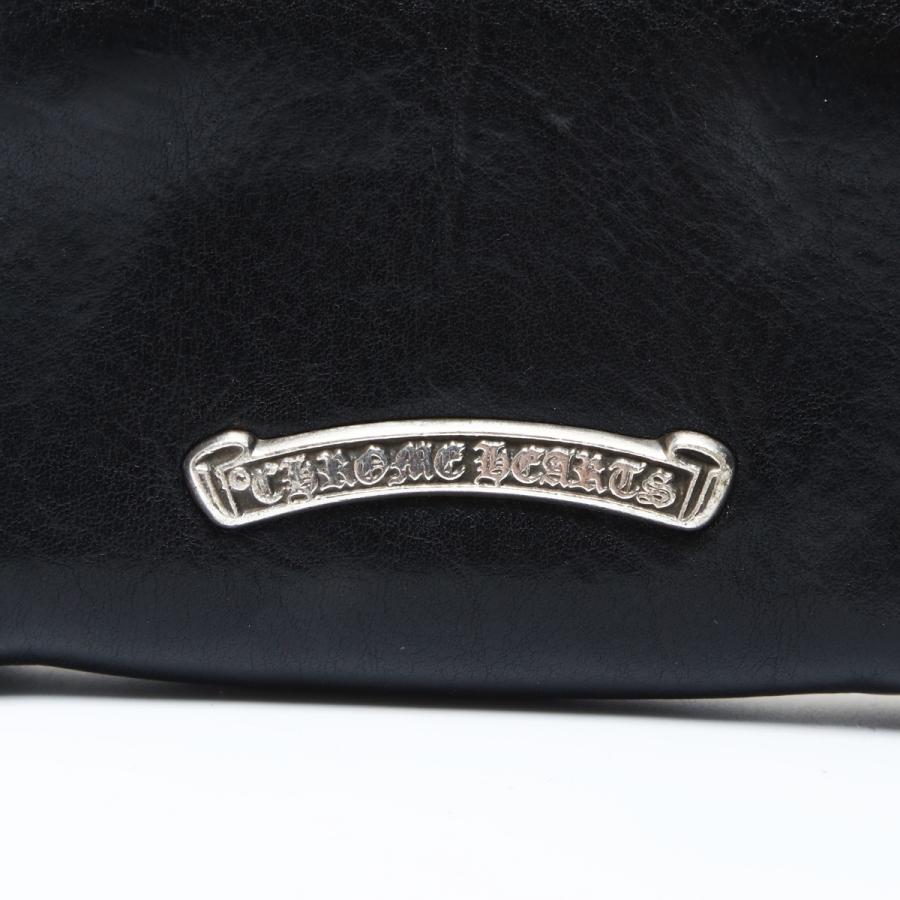 クロムハーツ CHROME HEARTS コインケース レザー スクロールロゴ ダガー ラウンドジップ コインケース ブラック【中古】の画像
