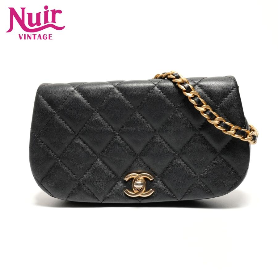最終価格 CHANEL ヴィンテージ ショルダーバッグ ラムスキン ブラック CHANEL（シャネル） ショルダーバッグ マトラッセ ラムスキン チェーン