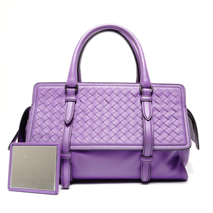 BOTTEGA VENETA イントレチャート ハンドバッグ パープル 中古美品 ボッテガヴェネタ BOTTEGAVENETA ハンドバッグ イントレチャート