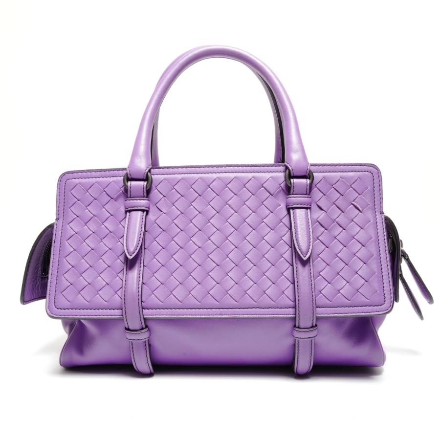 BOTTEGA VENETA イントレチャート ハンドバッグ パープル 中古美品 ボッテガヴェネタ BOTTEGAVENETA ハンドバッグ イントレチャート