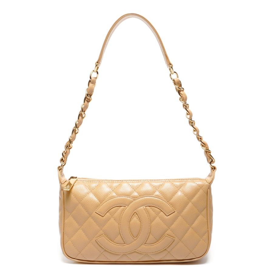 シャネル CHANEL ショルダーバッグ 9番台 2004-2005 キャビアスキン ココマーク ワンショルダーバッグ ベージュ【中古】