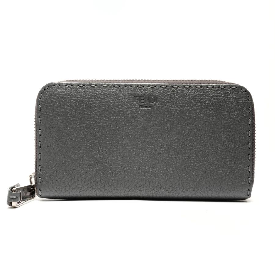 FENDI セレリア　シルバーグレー レザー 長財布　美品 FENDI（フェンディ） 長財布 セレリア レザー グレー【中古】 : NUIR