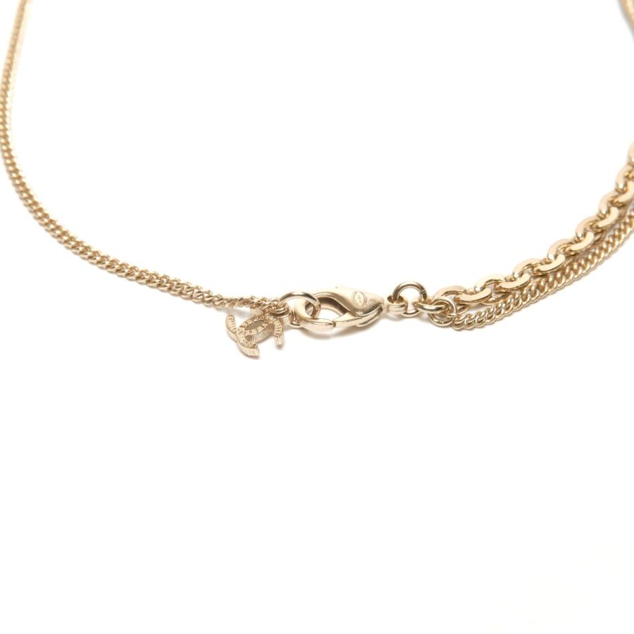 シャネル CHANEL ネックレス ココマーク 2連 ラインストーン A21P ゴールド【中古】の画像